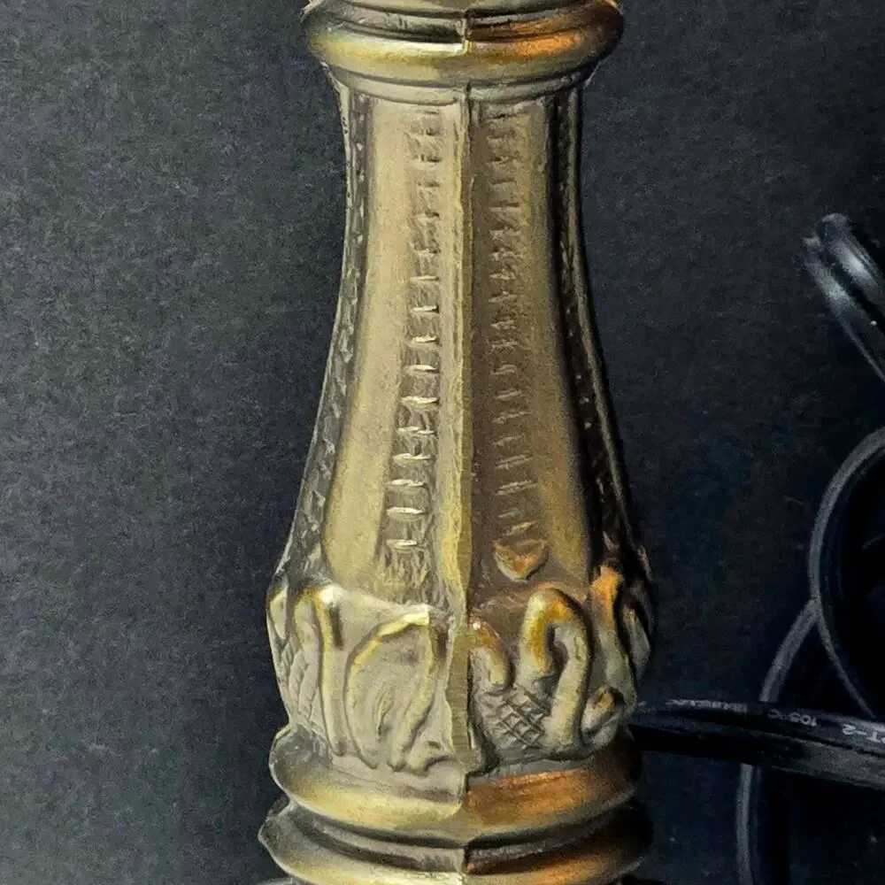 Ornate Table Lamp Antique Brass Tone 14 Inch Working No Shade1990s-2000